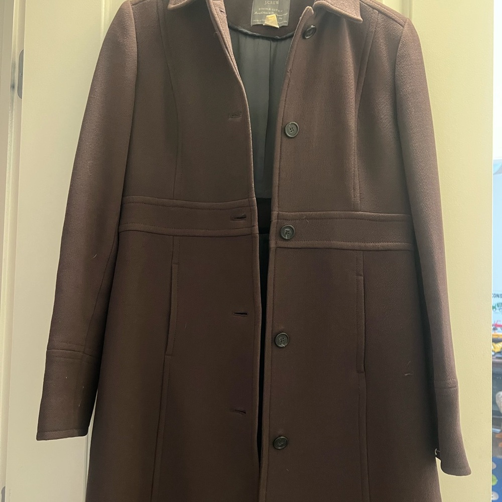 J Crew T10 Tall Chocolate Brown Wool Blend Coat- structured Classic Winter Coat